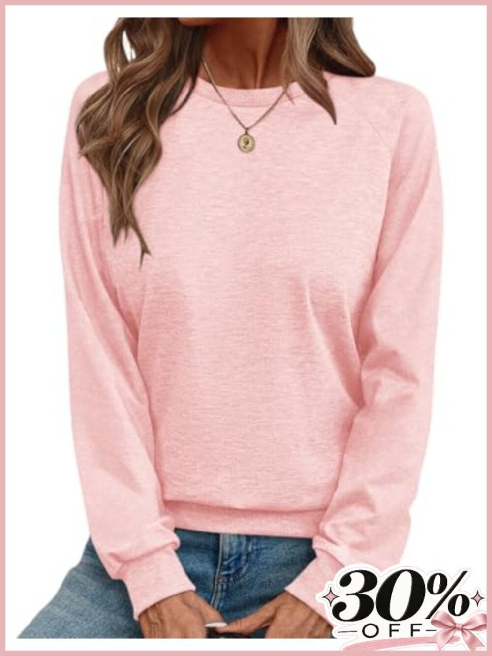Women's Lightweight Crewneck Sweatshirt Raglan Sleeve Tunic Top Long Sleeve